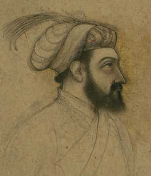Portrait ancien au crayon d'un homme barbu
